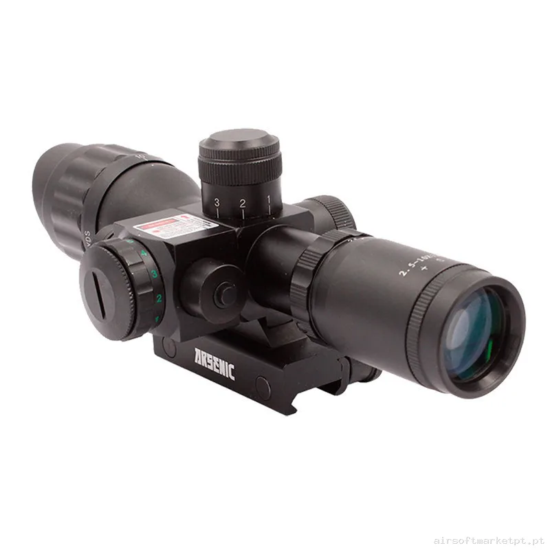 Visor Arsenic 2.5-10x32 Aoeg Con Láser Negro Regulación Exterior — Armas (Réplicas) — Airsoft Market PT