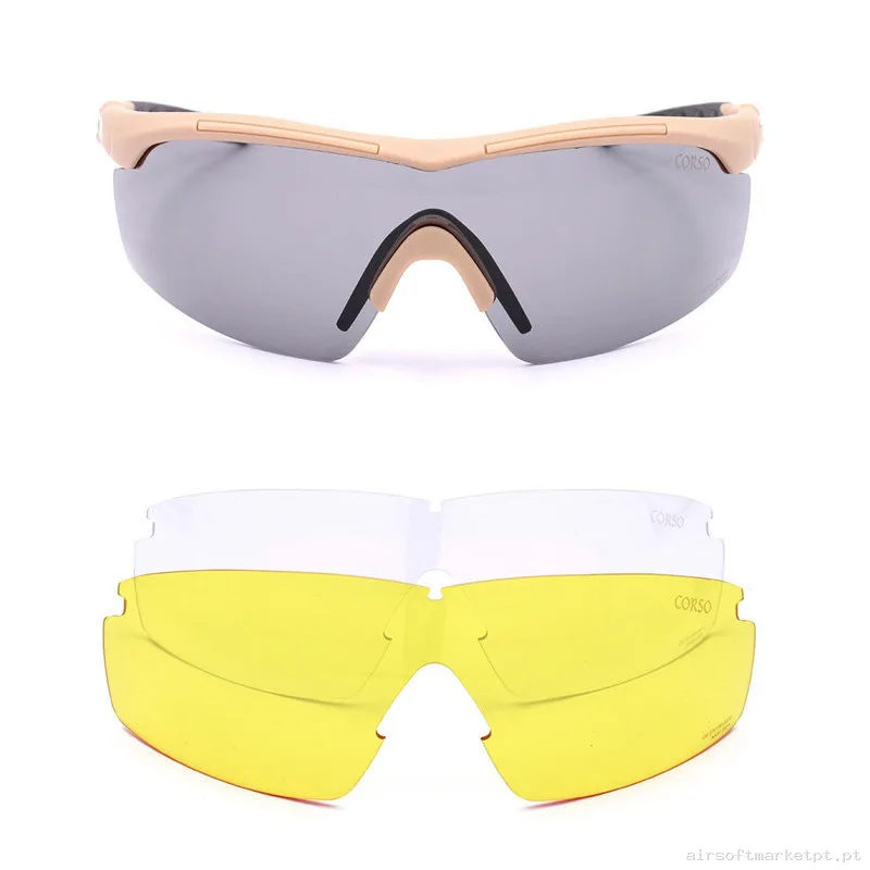 Gafa Corso Revenge Wing 3 con funda + 3 lentes intercambiables coyote — Proteção Ocular & Facial — Airsoft Market PT (foto 2)