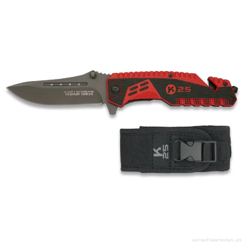 Faca Tática K25 19442 Revestida de Titânio 8.9cm com Estojo — Ferramentas — Airsoft Market PT