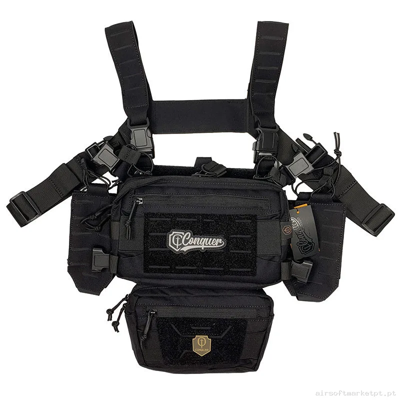 Chaleco Chest Rig Conquer Titan negro — Coletes & Rigs — Airsoft Market PT