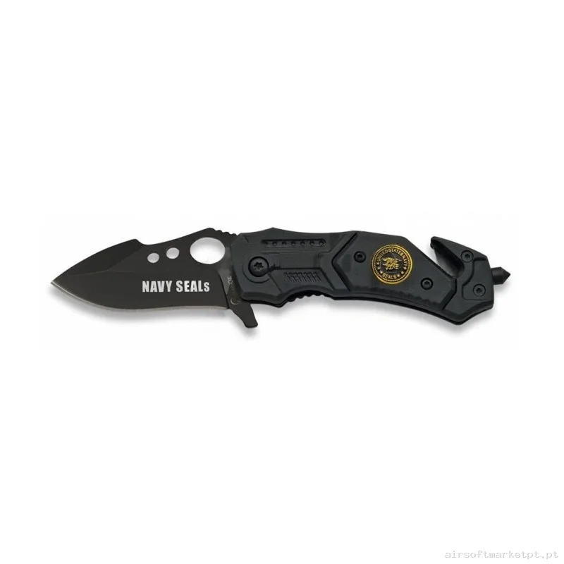 NAVAJA ALBAINOX ASISTIDA NAVY SEALS 6CM NEGRA — Ferramentas — Airsoft Market PT