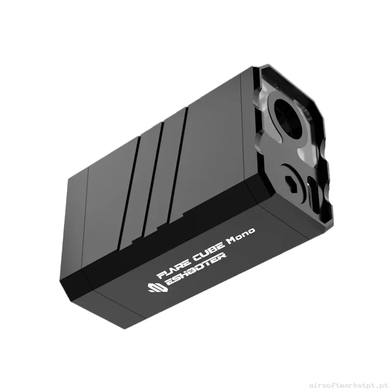 Silenciador Externo Trazador e-Shooter V801 Flare Cube Mono negro — Acessórios & Componentes — Airsoft Market PT