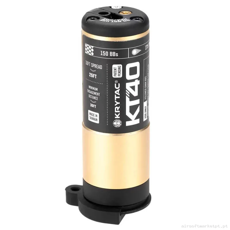 Granada Gas 40mm Krytac Kt40 preta/Dourada — Grenades & Lançadores — Airsoft Market PT