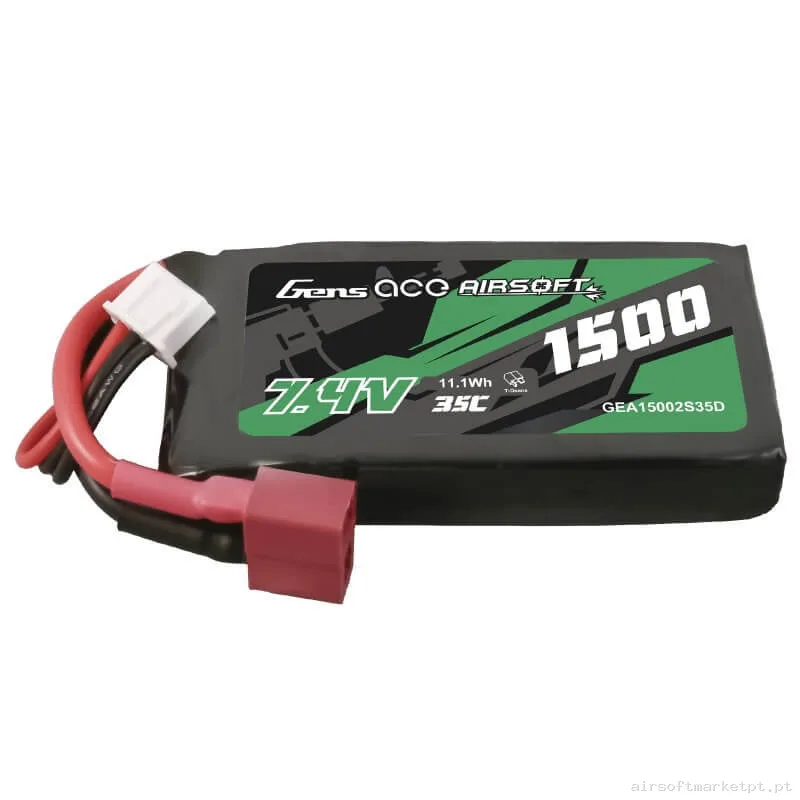 Bateria Lipo Stick Mini Gens Ace 1500mah 7.4v 35c (T-Plug) — Baterias & Carregadores — Airsoft Market PT