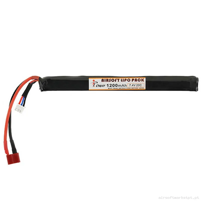 Bateria Lipo Stick Ipower 1200mah 7.4v 20c (T-Plug) — Baterias & Carregadores — Airsoft Market PT