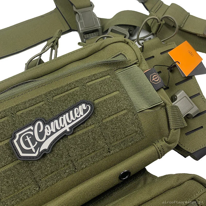 Chaleco Chest Rig Conquer Titan verde OD — Coletes & Rigs — Airsoft Market PT (foto 2)