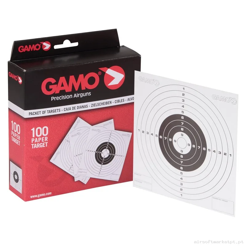 Diana Papel Gamo Paper Targets 14x14 100u — Acessórios & Componentes — Airsoft Market PT
