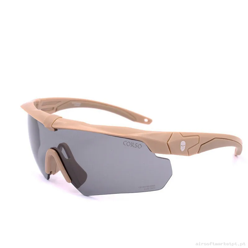 Gafa Corso Revenge Gunner con funda + 3 lentes intercambiables coyote — Proteção Ocular & Facial — Airsoft Market PT (foto 4)
