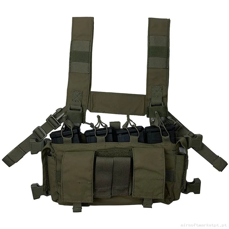 Colete Chest Rig Conquer Multi Chest Rig Verde Ranger — Coletes & Rigs — Airsoft Market PT