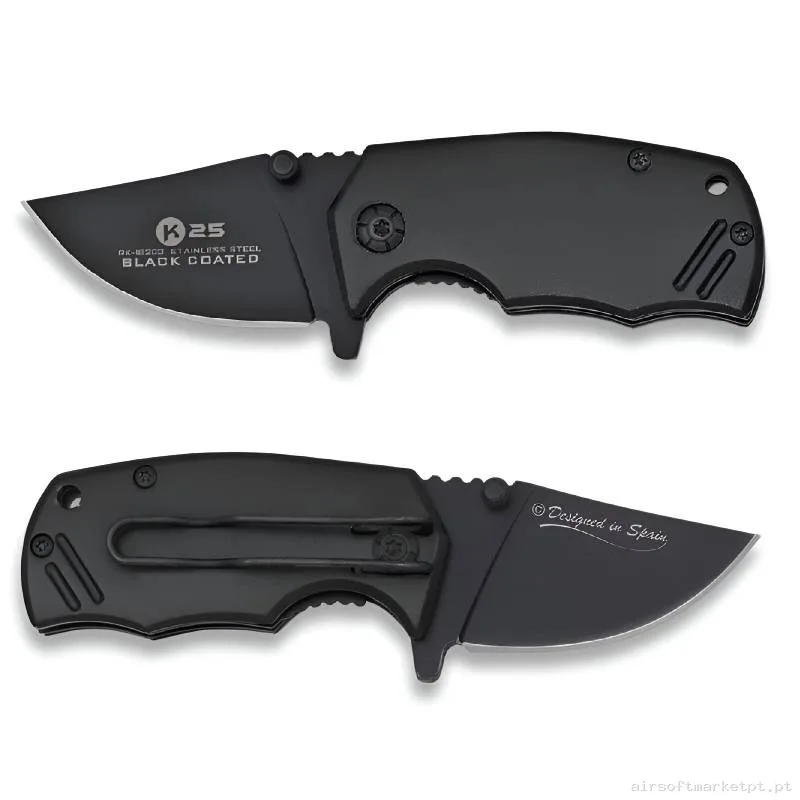 Faca Tática K25 18203 Black Coated Mini I 5.3cm com Clip — Ferramentas — Airsoft Market PT