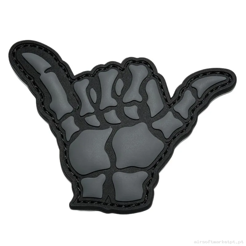 PARCHE GOMA RELIEVE OEM MANO ESQUELETO F17 NEGRO — Patches & Decoração — Airsoft Market PT