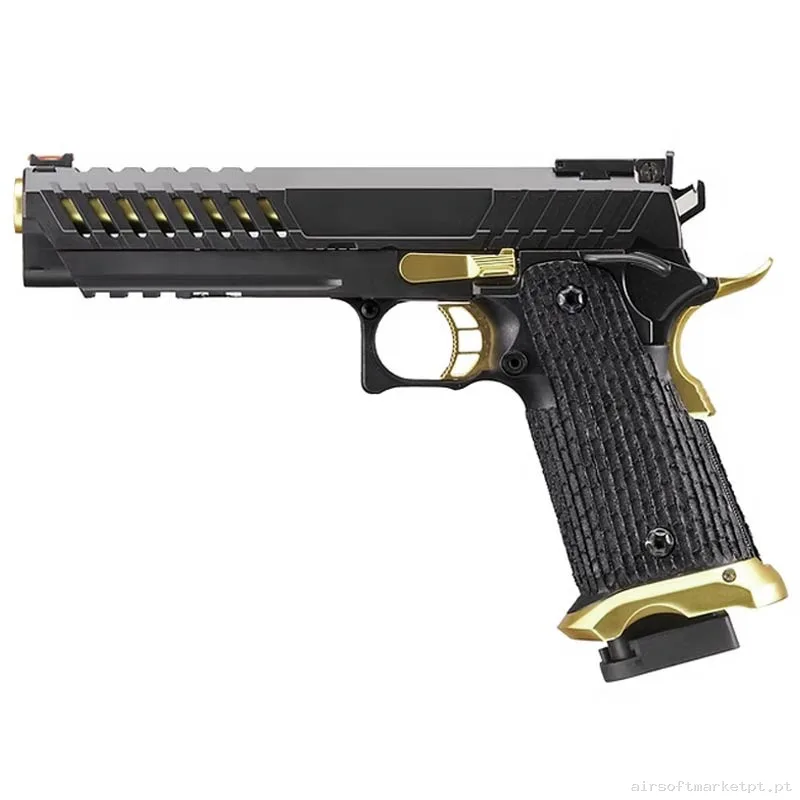 Réplica GBB Pistola Hi-Capa 5.1 Lancer Tactical Ltx6 Knightshade preta/Dourada — Pistolas — Airsoft Market PT