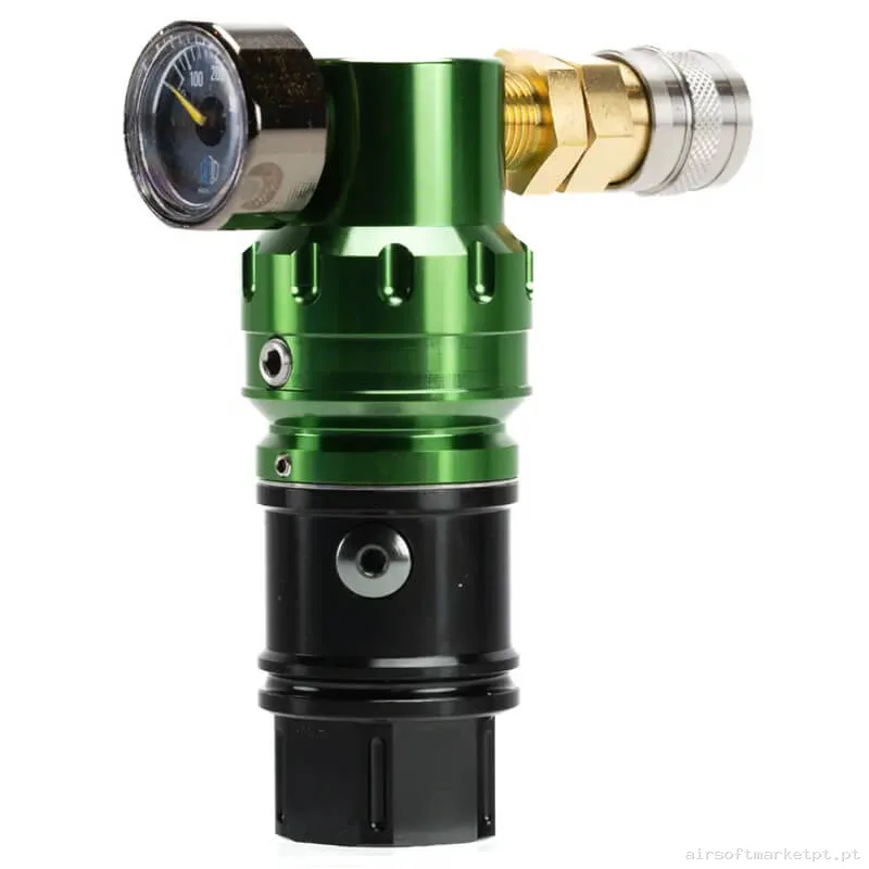 HPA Regulador Mechlabs Flo Max Onoff 40-140 Psi verde — HPA & Linhas — Airsoft Market PT