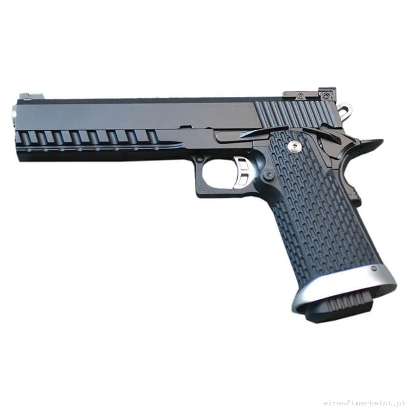 Réplica GBB Pistola Hi-Capa Kj Works KP-06 Full Metal negra/Plata — Pistolas — Airsoft Market PT