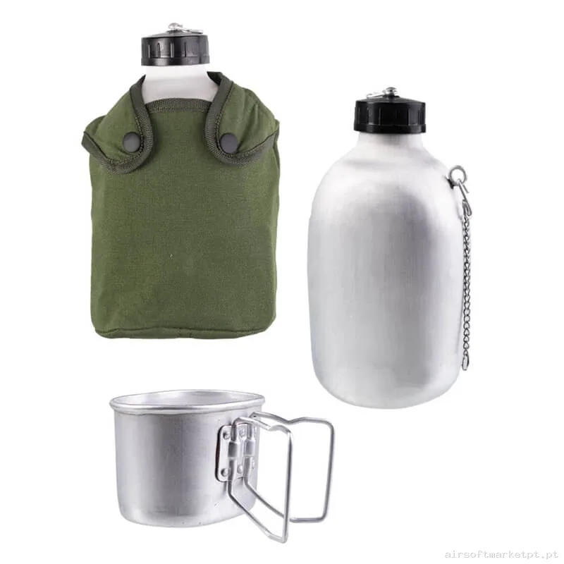 Cantimplora Mil-Tec French 1.3l com Caneca e Bolsa verde od — Outros — Airsoft Market PT