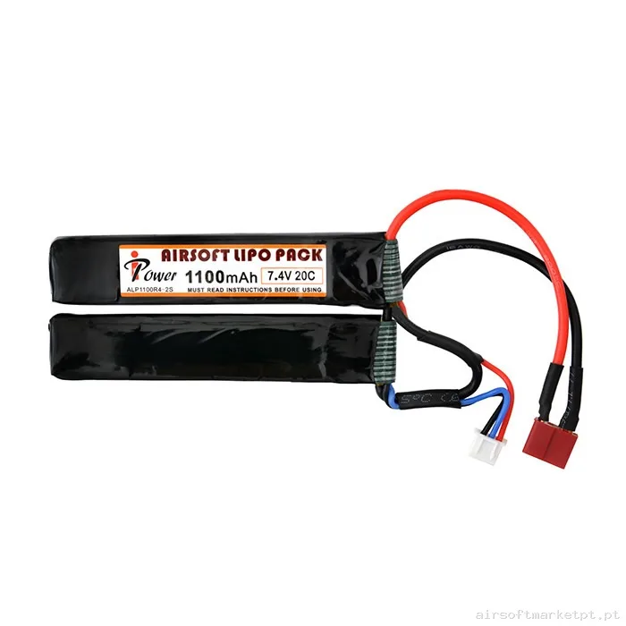 Bateria Lipo Nunchuk Doble Ipower 1100mah 7.4v 20c (T-Plug) — Baterias & Carregadores — Airsoft Market PT