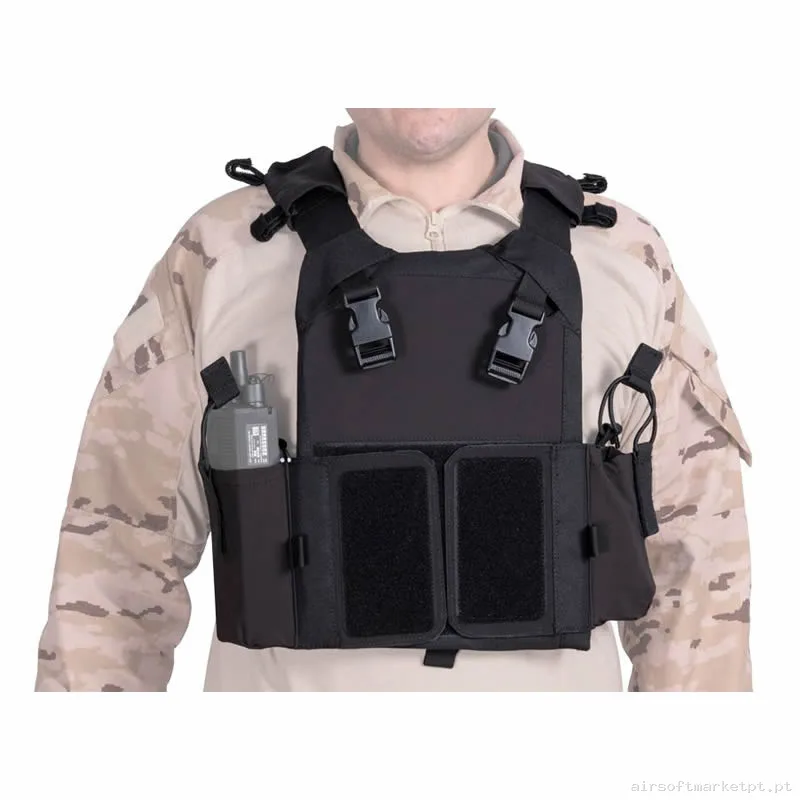 Colete Porta Placas Delta Tactics Force Mk2 preto — Coletes & Rigs — Airsoft Market PT