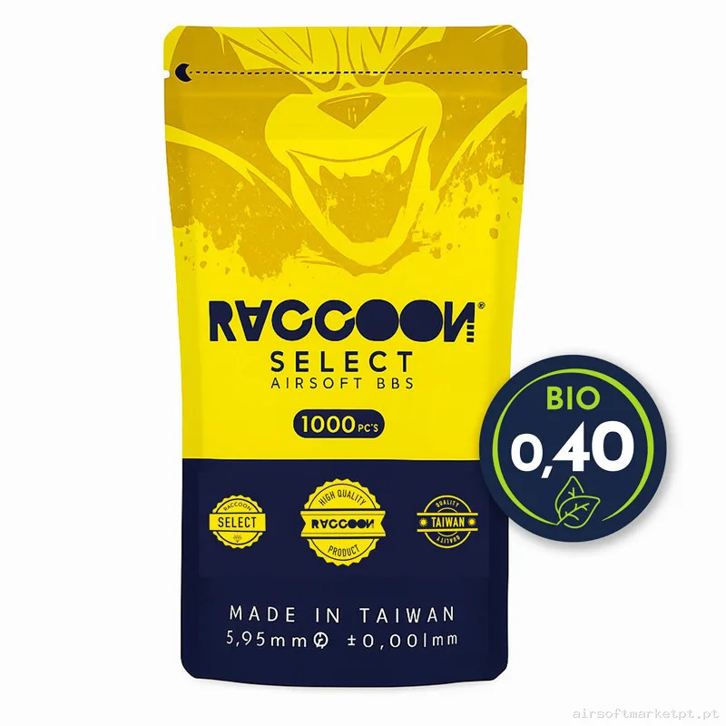 Bolas Raccoon Select Bio 0.40 Gramos 1000 BBs — Munição (BBs) — Airsoft Market PT