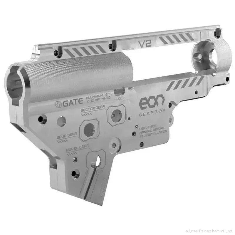 CARCASA GEARBOX V2 GATE EON SILVER QSC REFORZADA 8MM — Peças Internas (AEG) — Airsoft Market PT (foto 2)