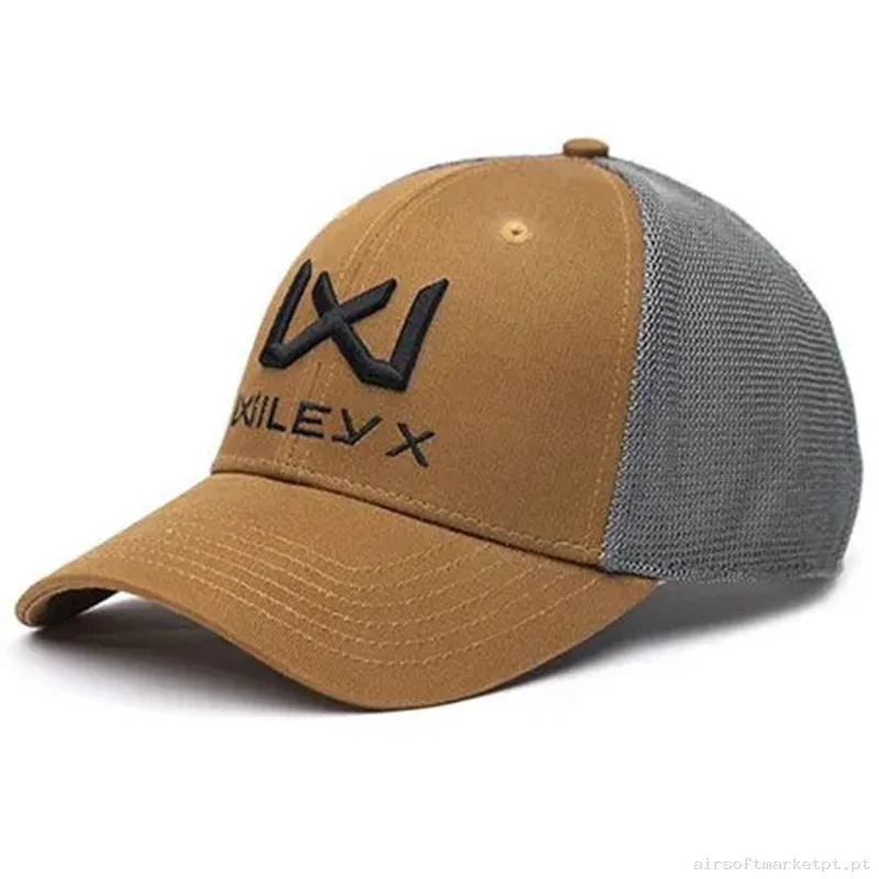 Boné de Beisebol Wiley X Logo Trucker preto e marrom/cinza — Proteção Ocular & Facial — Airsoft Market PT