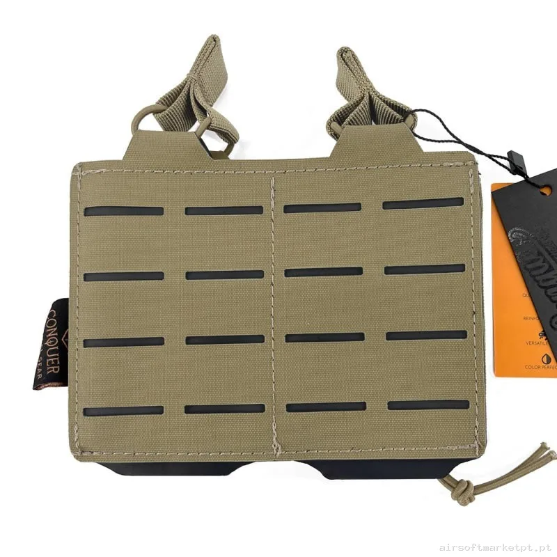 Pouch Portacargador Doble M4 Conquer Corte Láser Tan — Coletes & Rigs — Airsoft Market PT
