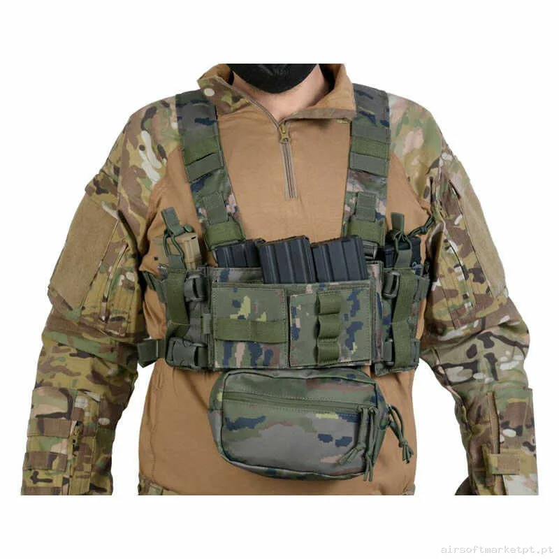 Colete Chest Rig Delta Tactics Mini Chest Rig Boscoso Pixelado — Coletes & Rigs — Airsoft Market PT