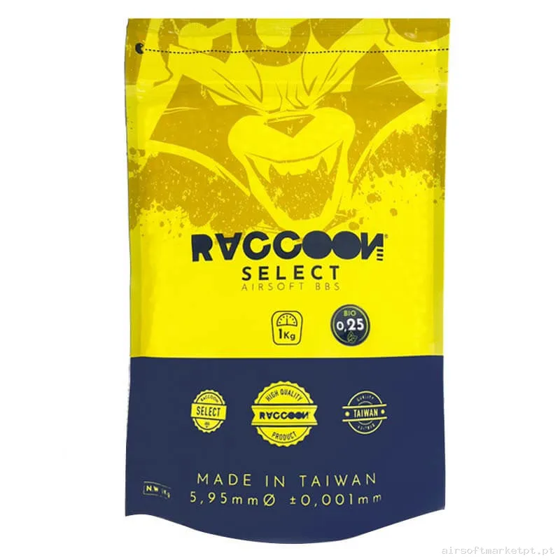 BBs Bio 0.25g Raccoon Select BBs 1kg Brancas — Munição (BBs) — Airsoft Market PT
