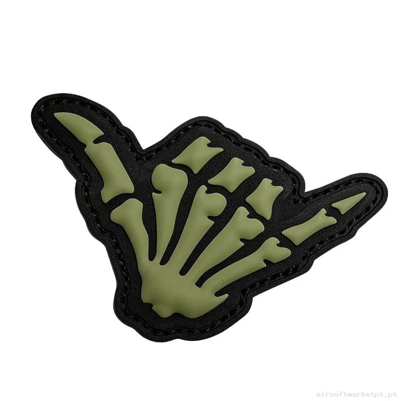 PARCHE GOMA RELIEVE OEM MANO ESQUELETO F18 VERDE OD — Patches & Decoração — Airsoft Market PT