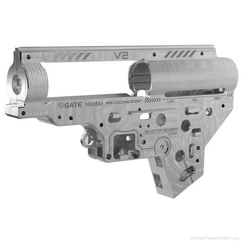 CARCASA GEARBOX V2 GATE EON SILVER QSC REFORZADA 8MM — Peças Internas (AEG) — Airsoft Market PT (foto 3)