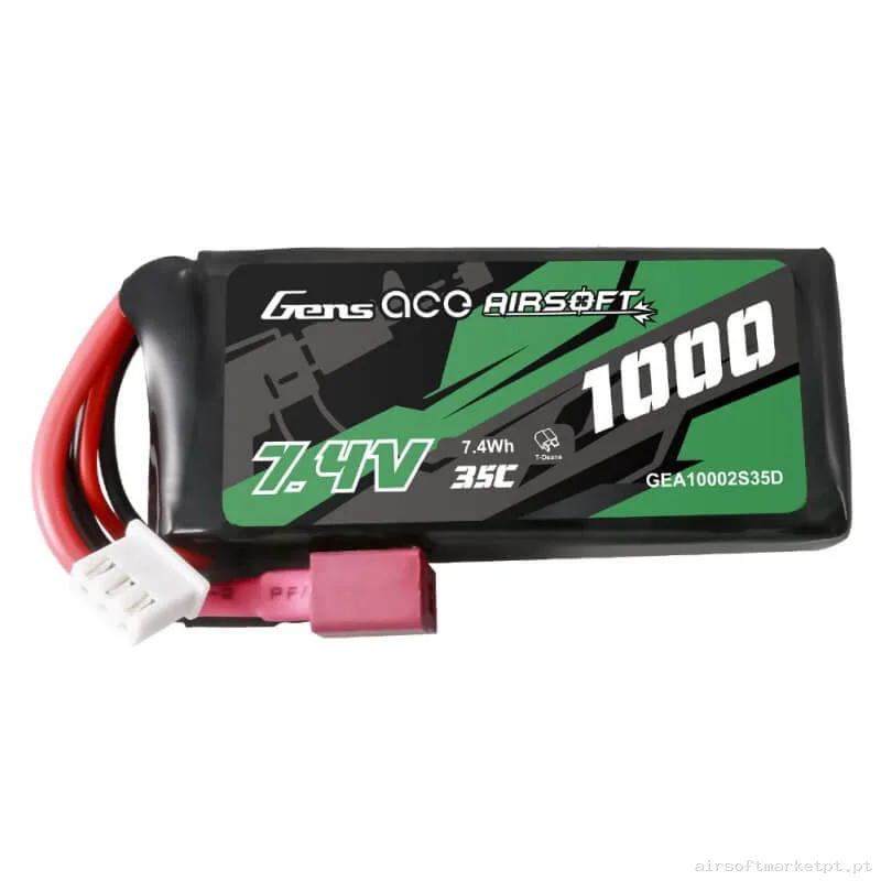 Bateria Lipo Stick Mini Gens Ace 1000mah 7.4v 35c (T-Plug) — Baterias & Carregadores — Airsoft Market PT
