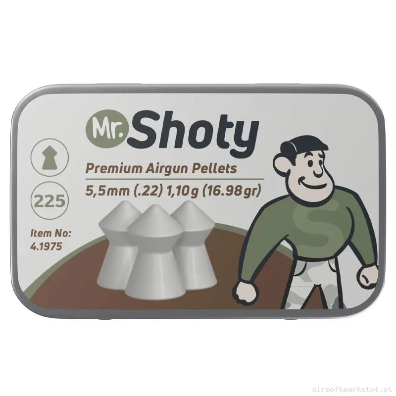 Perdigão Diábolo Ponta Afiada 5.5mm 1.10g Umarex Mr. Shoty 225u — Munição (BBs) — Airsoft Market PT
