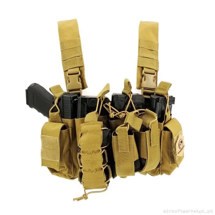 Colete Chest Rig Oem M4 Standard tan — Coletes & Rigs — Airsoft Market PT