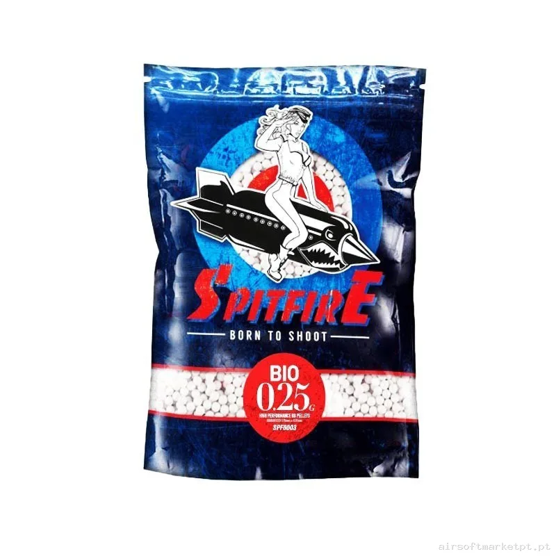 BOLAS SPITFIRE 0.25G BIO 1KG BLANCAS — Munição (BBs) — Airsoft Market PT