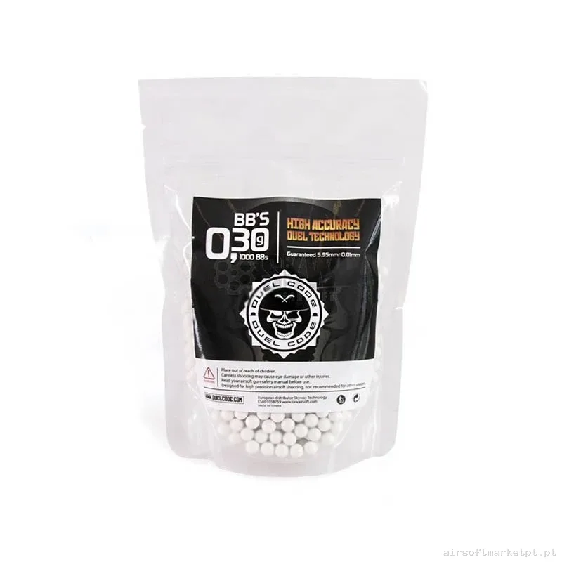 BOLAS DUEL CODE NO BIO 0,30 G GRIS PERLA 1000 BBS — Munição (BBs) — Airsoft Market PT