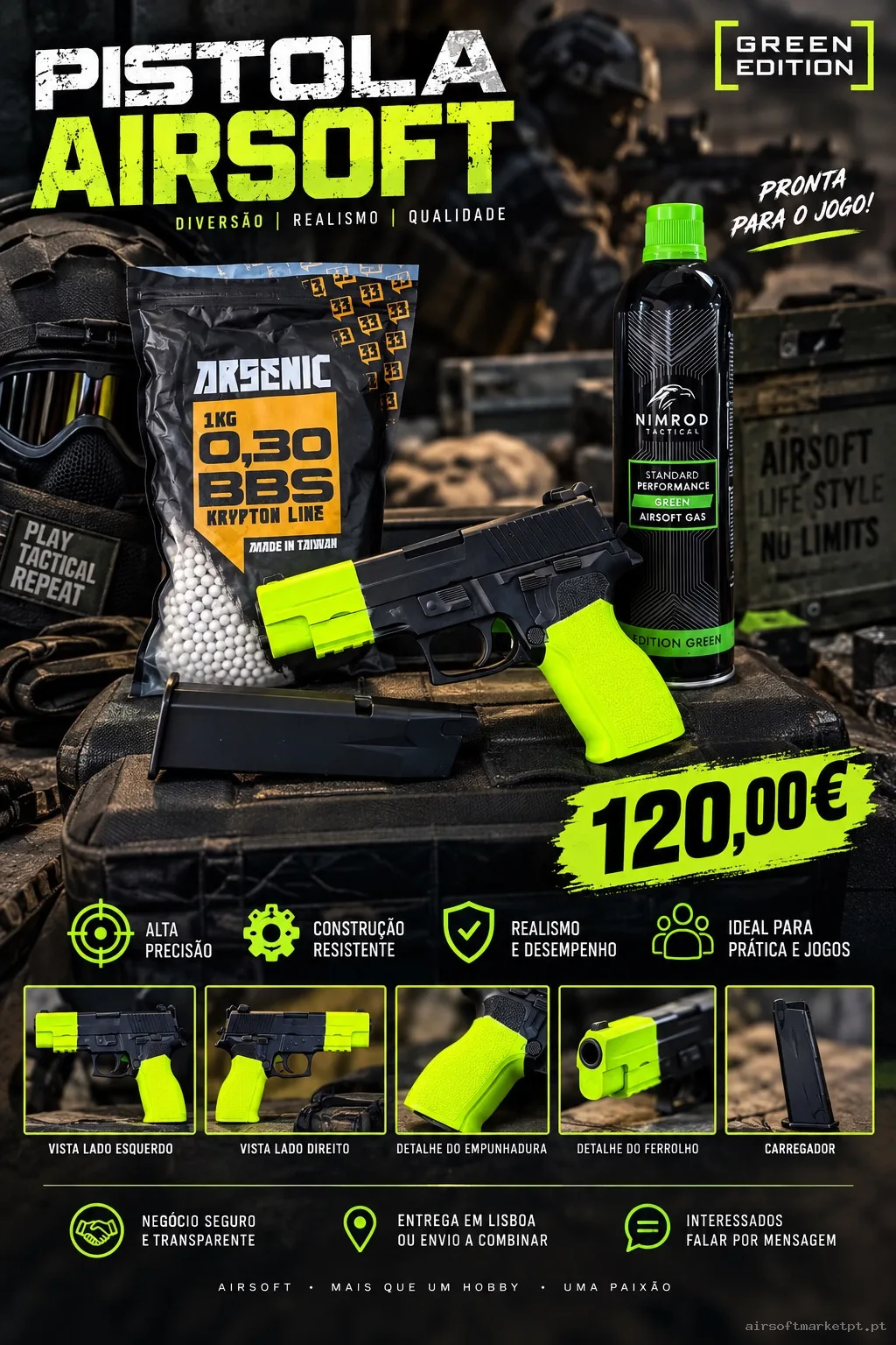 Réplica WE Tactical E2 Rail — Pistolas — Airsoft Market PT