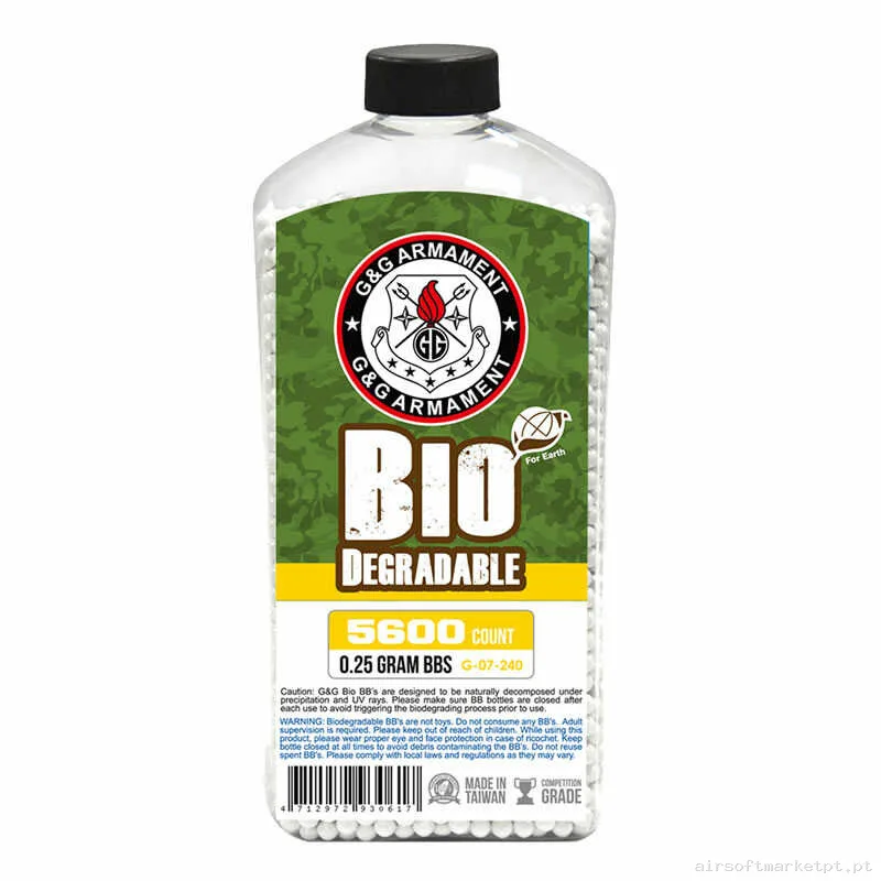 BBs Bio 0.25g G&G 5600 BBs Brancas — Munição (BBs) — Airsoft Market PT