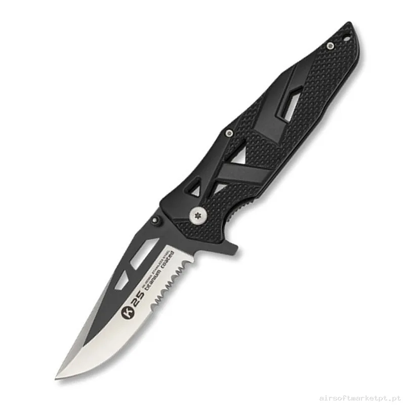 CUCHILLO K25 HOJA CALADA 10,8 CM NEGRO-PLATA — Ferramentas — Airsoft Market PT (foto 2)
