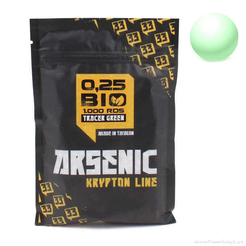 Bolas Arsenic Krypton Bio Trazadora 0.25g 1000 Bbs Verde — Munição (BBs) — Airsoft Market PT