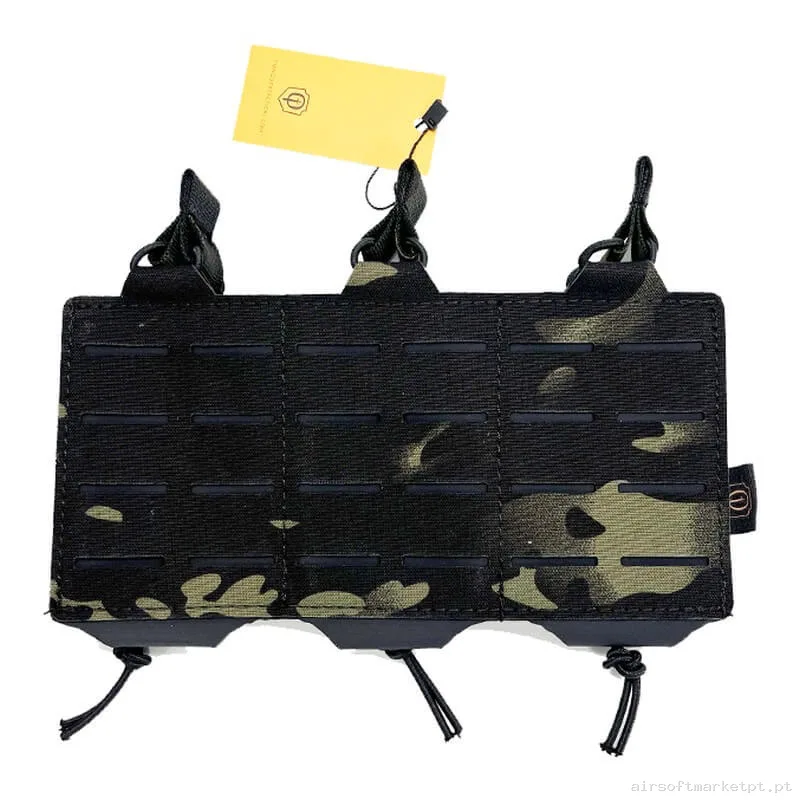 Pouch Magazine Pouch Triple M4 Conquer Laser Cut Estilo multicam Black — Coletes & Rigs — Airsoft Market PT