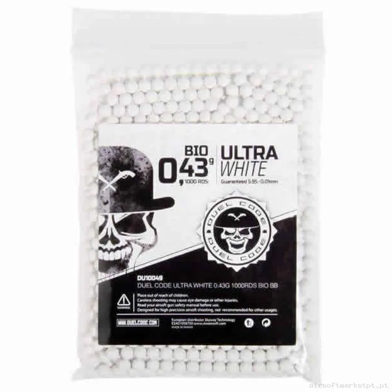 BBs Bio 0.43g Duel Code 1000 BBs Brancas — Munição (BBs) — Airsoft Market PT