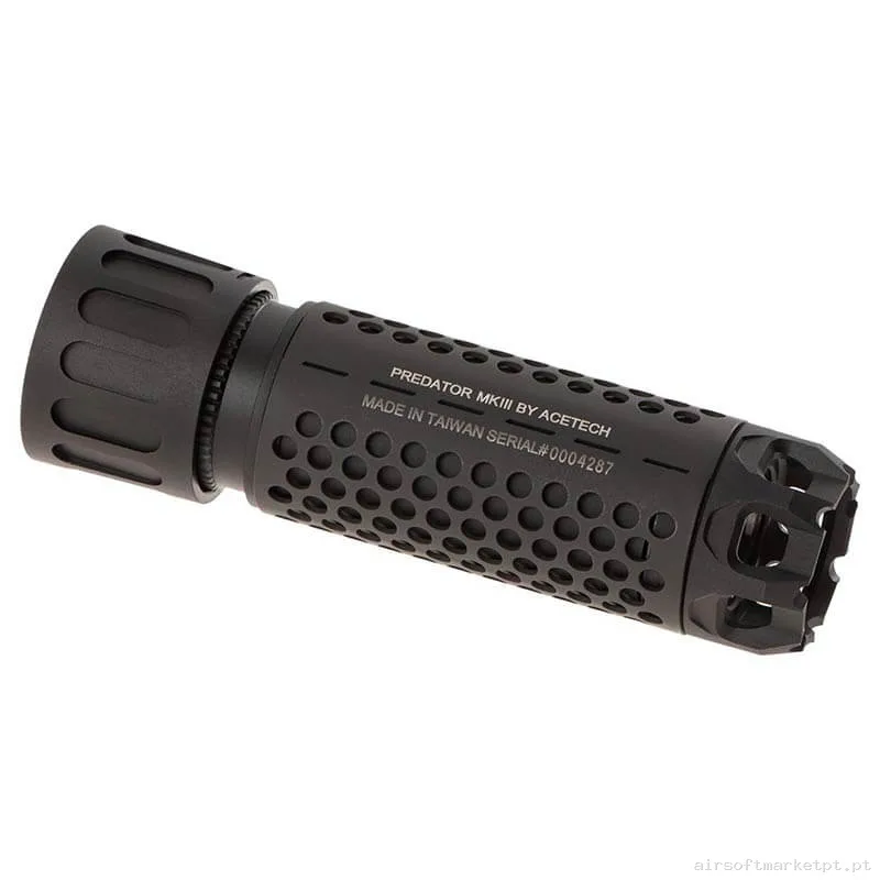 Externo Supressor Trazador Acetech Predator Mkiii com Blaster Ms negro (Simulador de Fogonazo) — Acessórios & Componentes — Airsoft Market PT