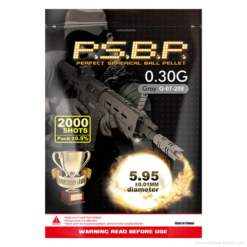 BBs 0.30g G&G 2000 BBs cinza — Munição (BBs) — Airsoft Market PT