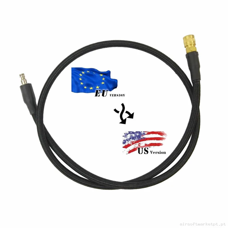 Adaptador preto da linha Balystik Eu-Us HPA — HPA & Linhas — Airsoft Market PT