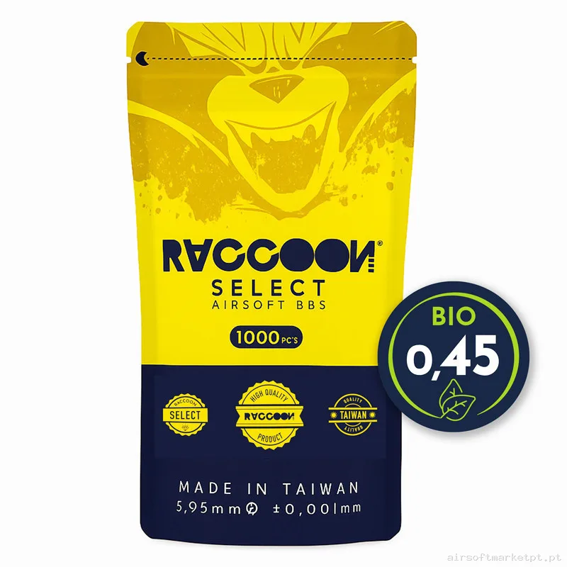 Bolas Raccoon Select Bio 0.45 Gramos 1000 BBs — Munição (BBs) — Airsoft Market PT
