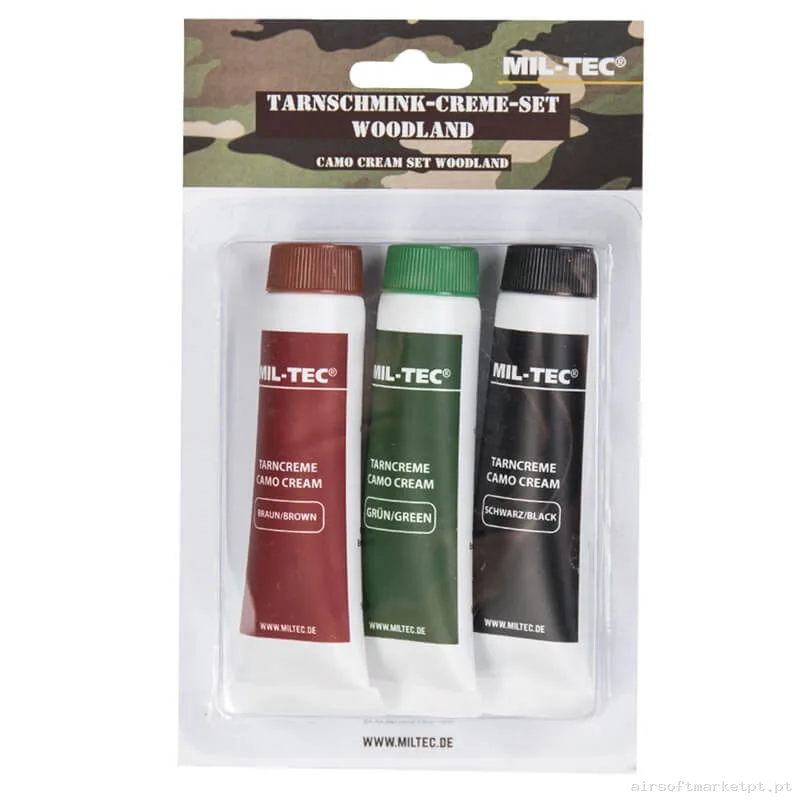 Pintura Facial Tática Mil-Tec 3 Cores Woodland — Vestuário (Fardas) — Airsoft Market PT