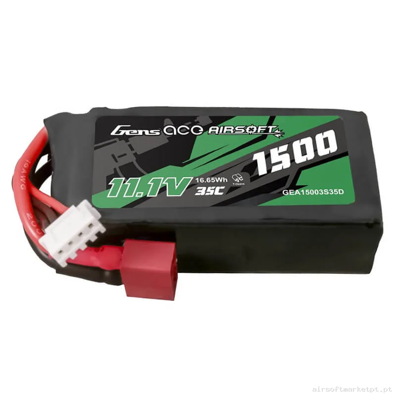 Bateria Lipo Stick Mini Gens Ace 1500mah 11.1v 35c (T-Plug) — Baterias & Carregadores — Airsoft Market PT