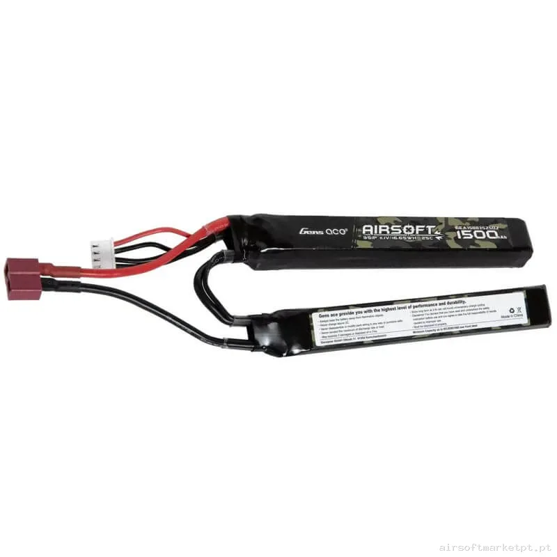 Bateria Lipo Nunchuk Doble Gens Ace 1500mah 11.1v 25c (T-Plug) — Baterias & Carregadores — Airsoft Market PT