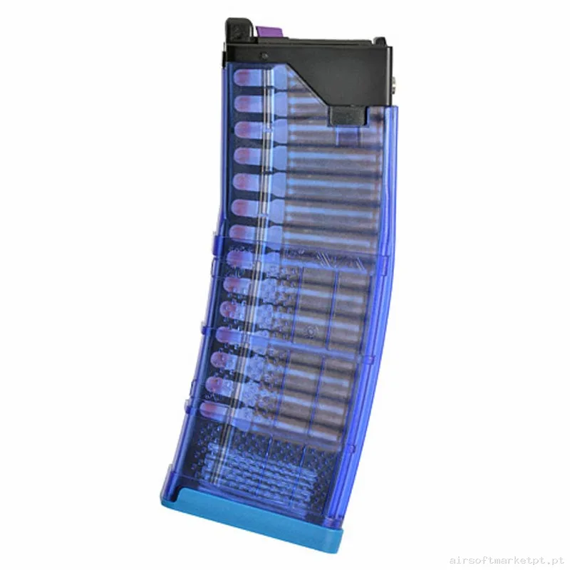 Magazine Réplica Lowcap M4 GBB Cyma Lancer L5awm MWS 30 Bbs azul (5.56x45) — Carregadores / Magazines — Airsoft Market PT