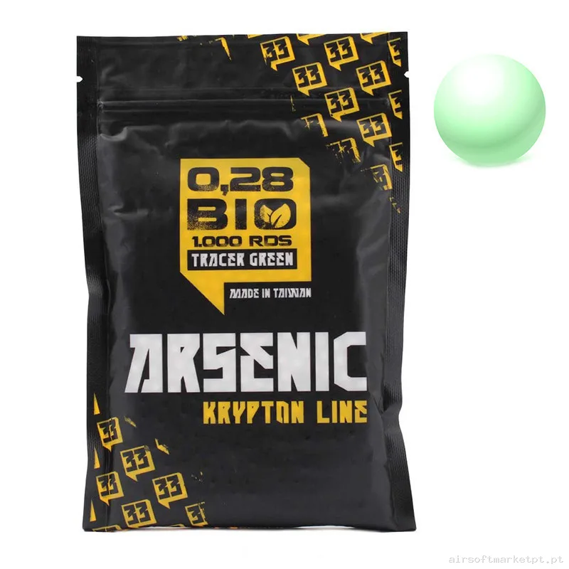 Bolas Arsenic Krypton Bio Trazadoras 0.28g 1000rds Verde — Munição (BBs) — Airsoft Market PT