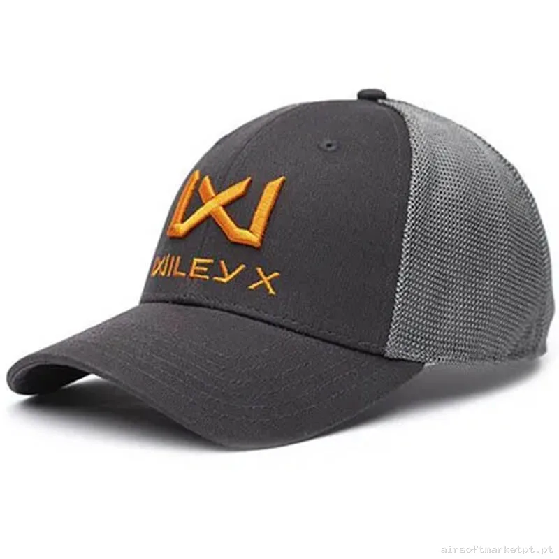 Boné de Beisebol Wiley X Logo Trucker Laranja/Cinza Escuro — Proteção Ocular & Facial — Airsoft Market PT